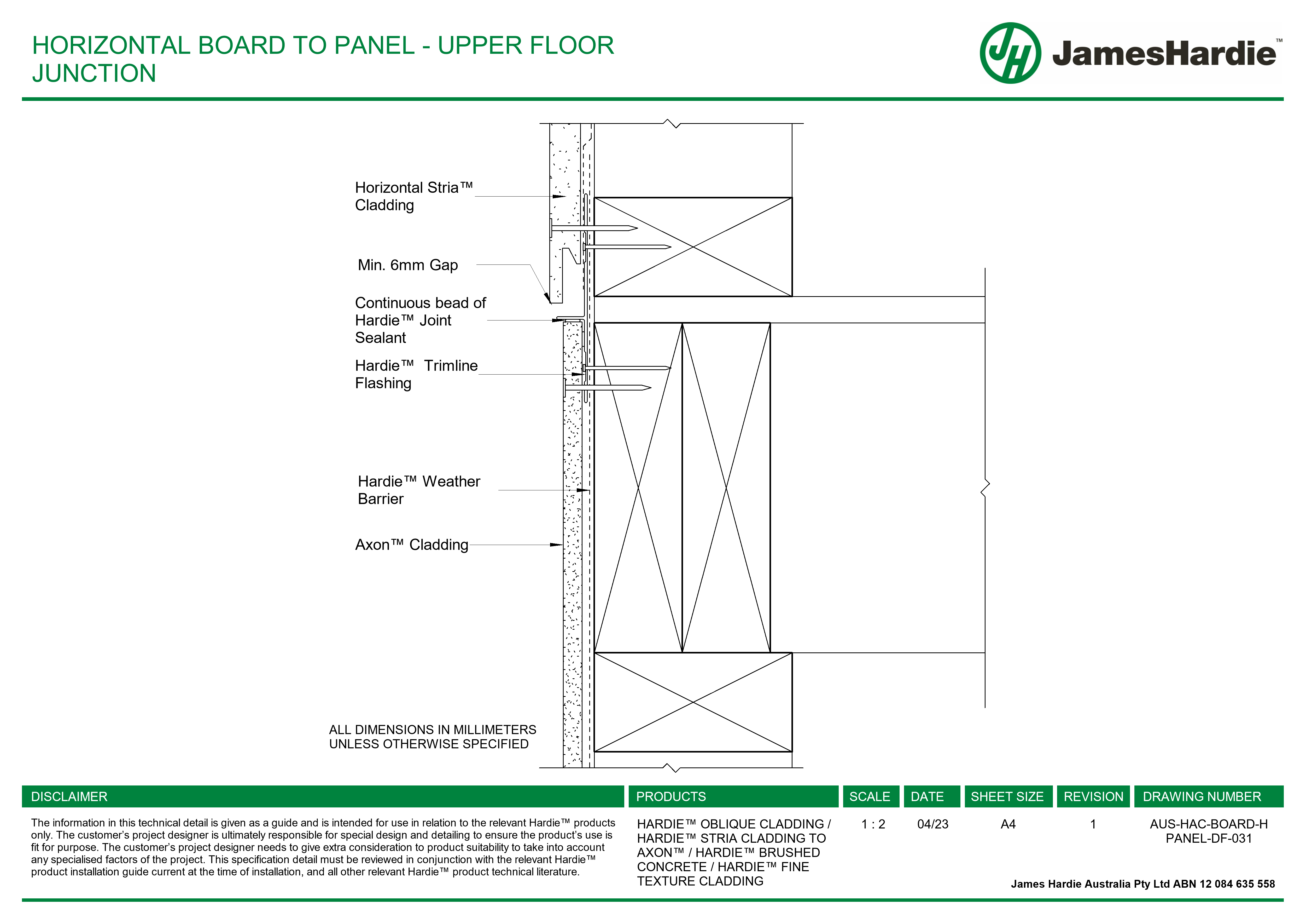 AUS-HAC-BOARD-H PANEL-DF-031 - HORIZONTAL BOARD TO PANEL - UPPER FLOOR JUNCTION