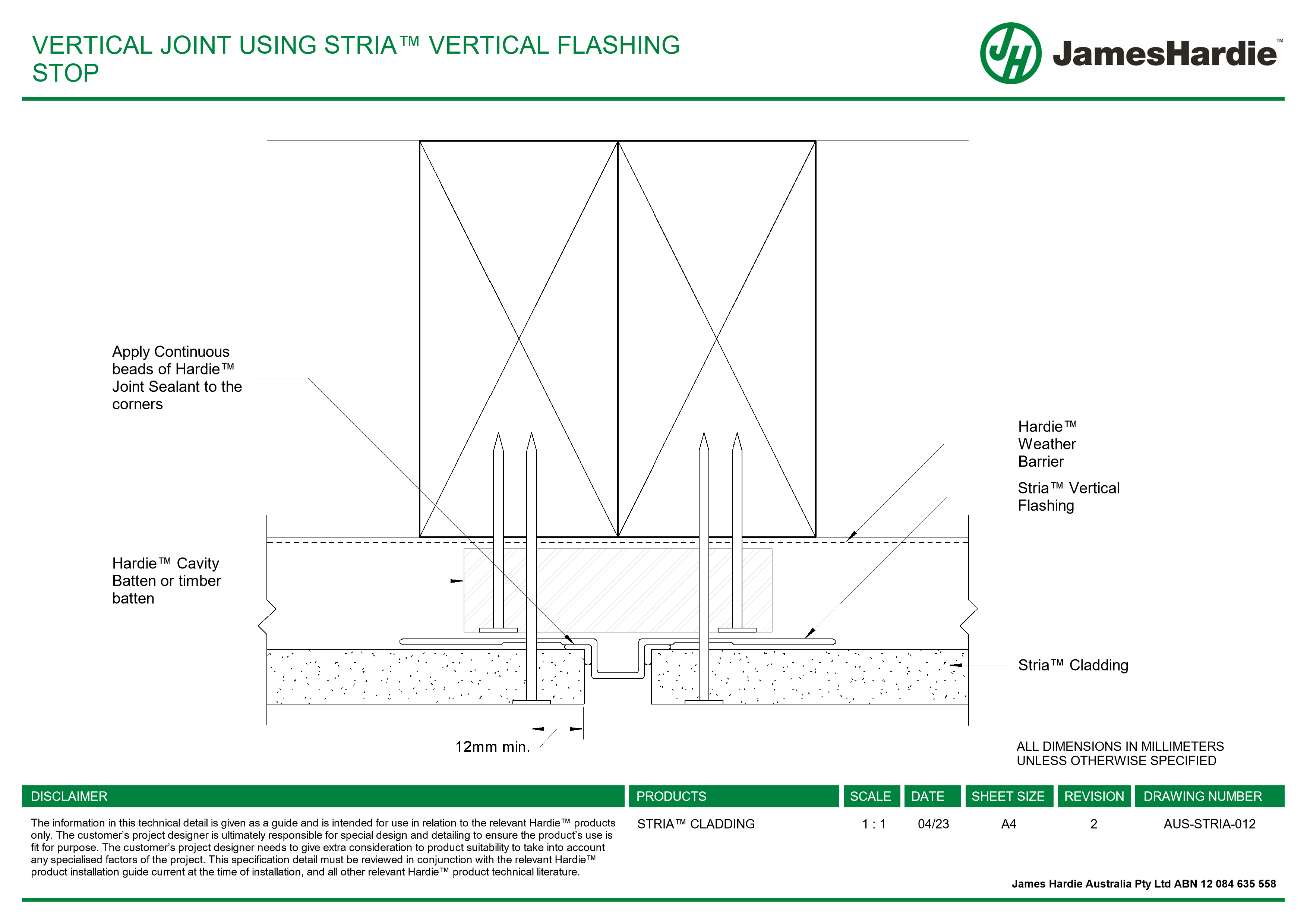  Image of AUS-STRIA-012 - VERTICAL JOINT USING STRIA™ VERTICAL FLASHING STOP