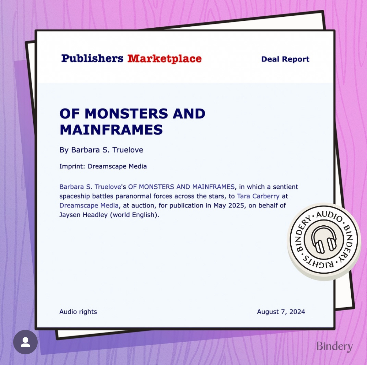 Of Monsters and Mainframes will be available on Audiobook!!!