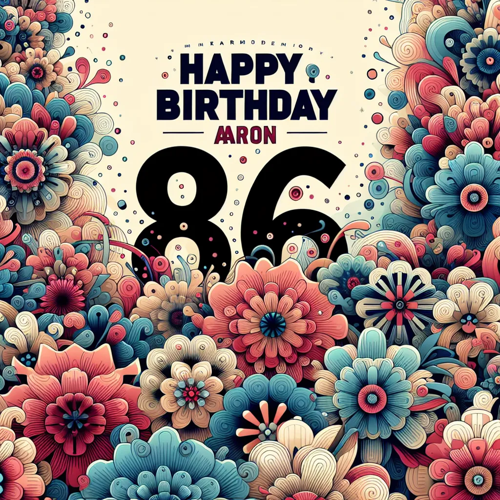 Happy 86th Birthday Aaron with Flowers Abstract Art Style