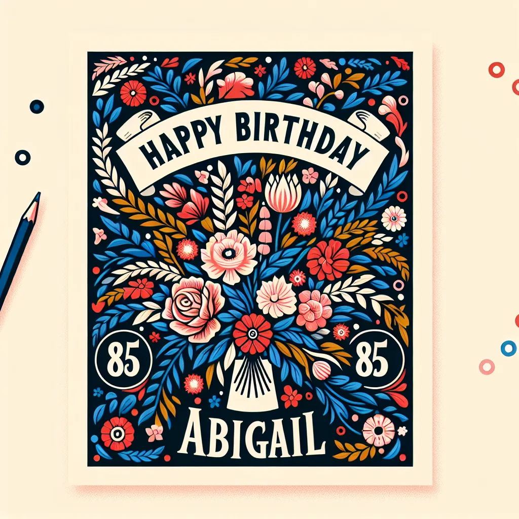 Happy 85th Birthday Abigail with Flowers Abstract Art Style