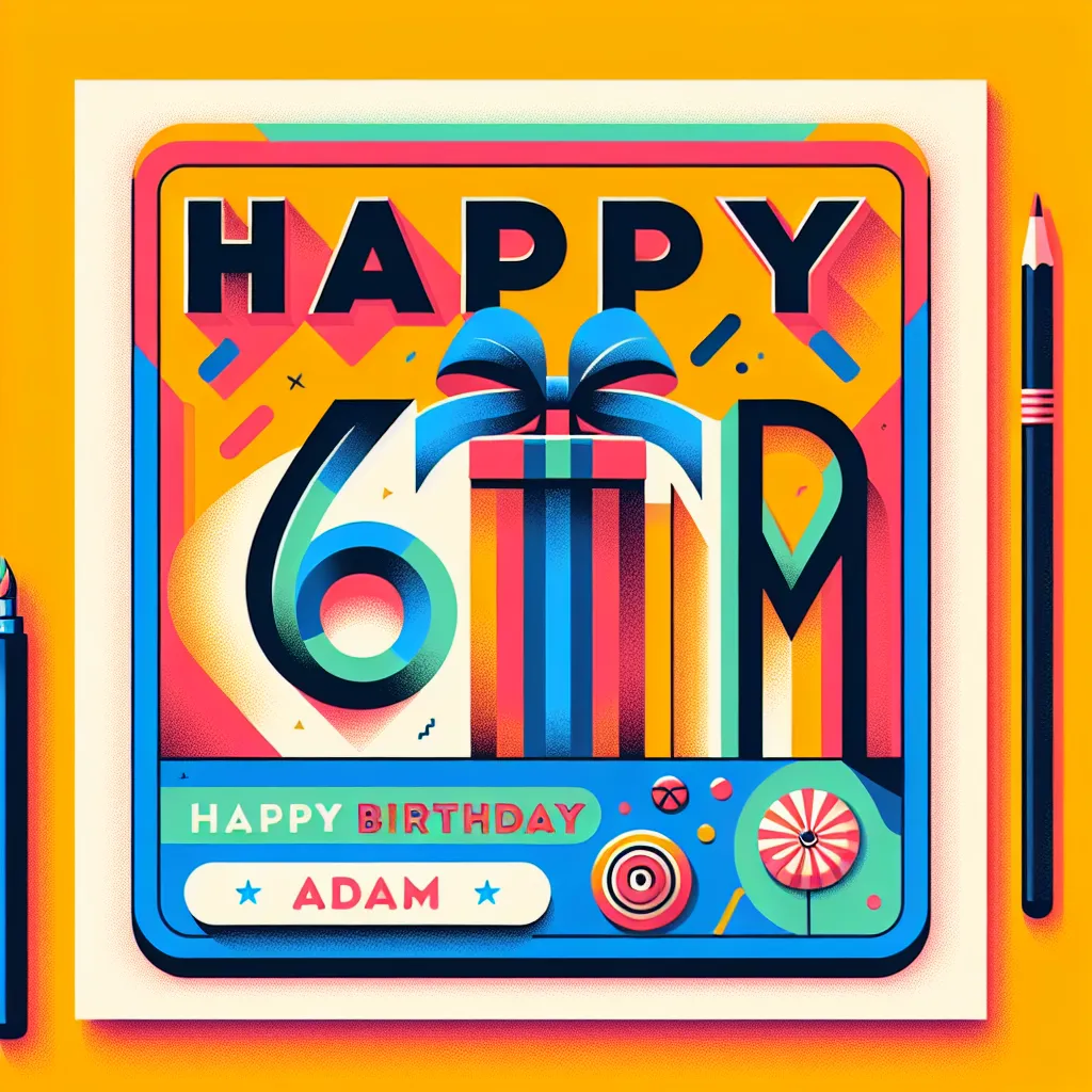 Happy 68th Birthday Adam with Gift Pop Art Style