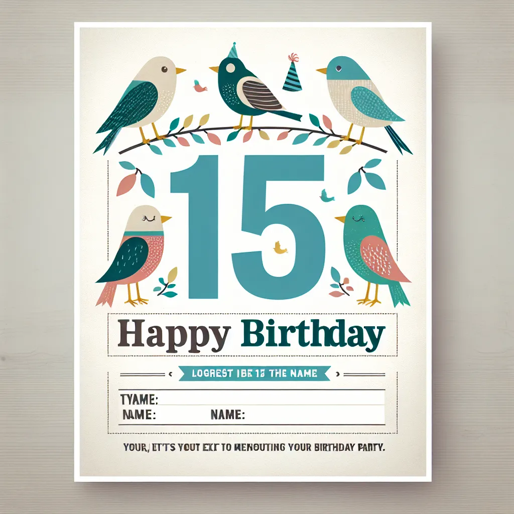 Happy 15th Birthday Alan with Birds Handcrafted DIY Style