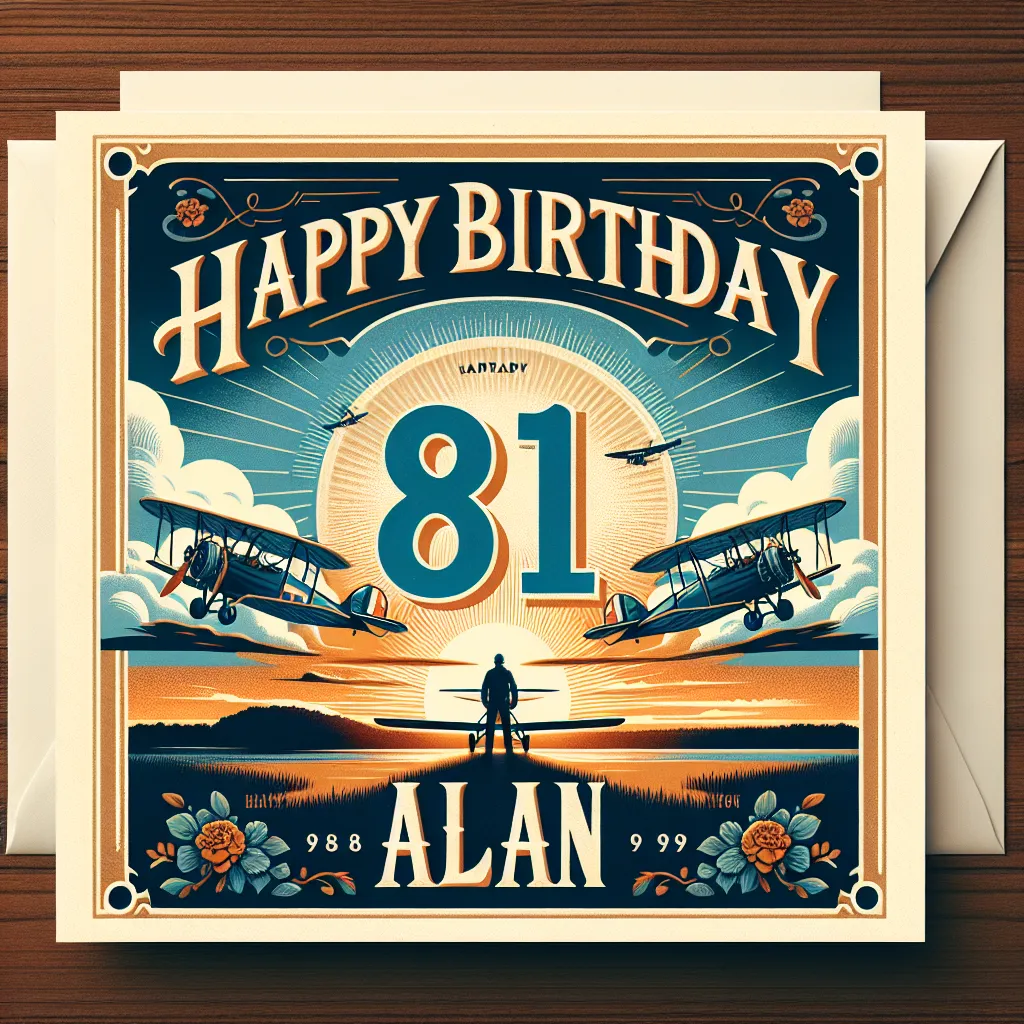 Happy 81st Birthday Alan with Airplanes Elegant Classic Style