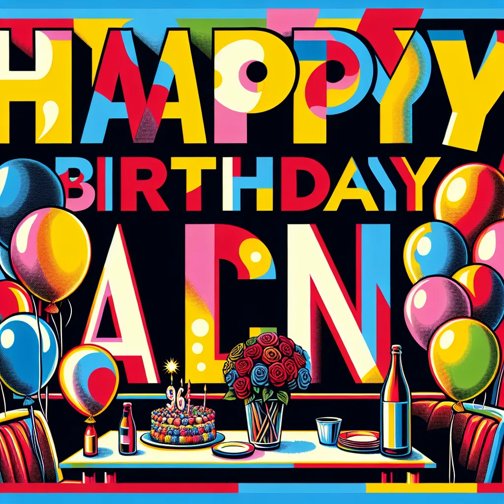 Happy 96th Birthday Alan with Balloon Pop Art Style