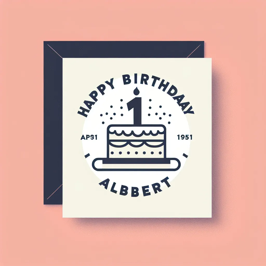 Happy 1st Birthday Albert with Cake Modern Minimalist Style