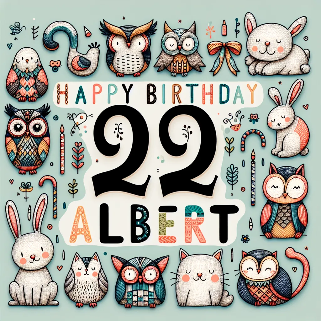 Happy 22nd Birthday Albert with Cute Animals Handcrafted DIY Style