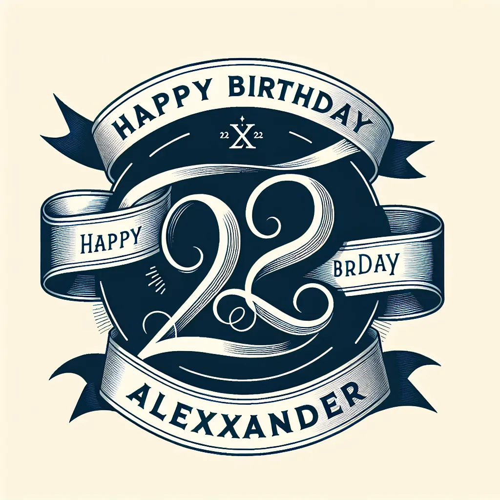 Happy 22nd Birthday Alexander with Ribbon Elegant Classic Style