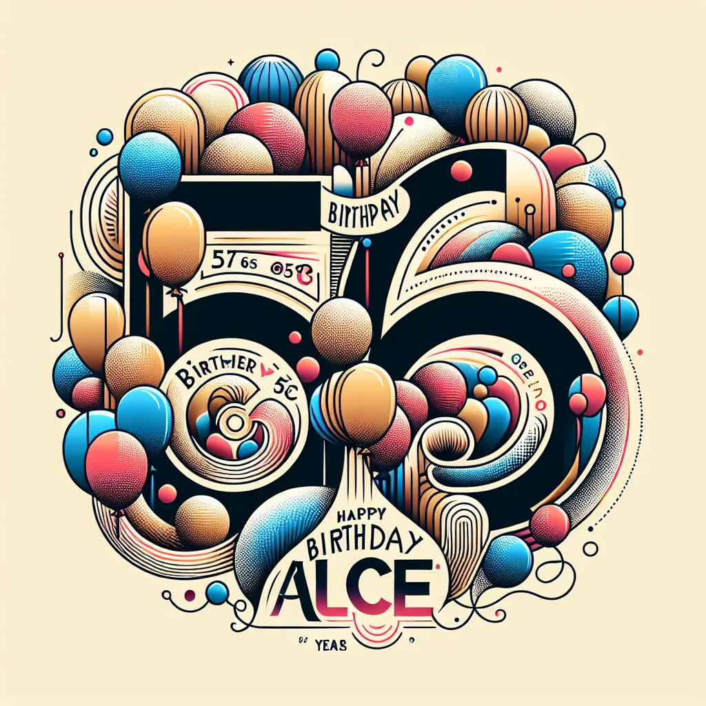 Happy 56th Birthday Alice with Balloon Abstract Art Style