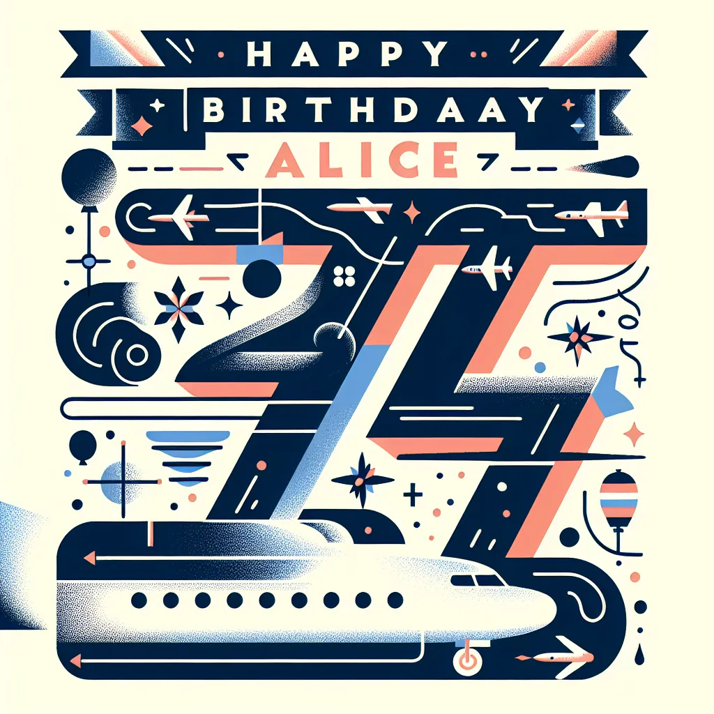 Happy 74th Birthday Alice with Airplanes Abstract Art Style