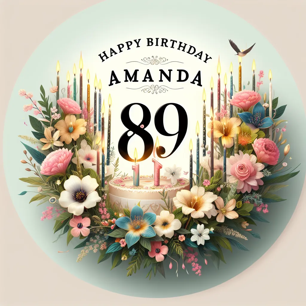 Happy 89th Birthday Amanda with Candle Nature Floral Style