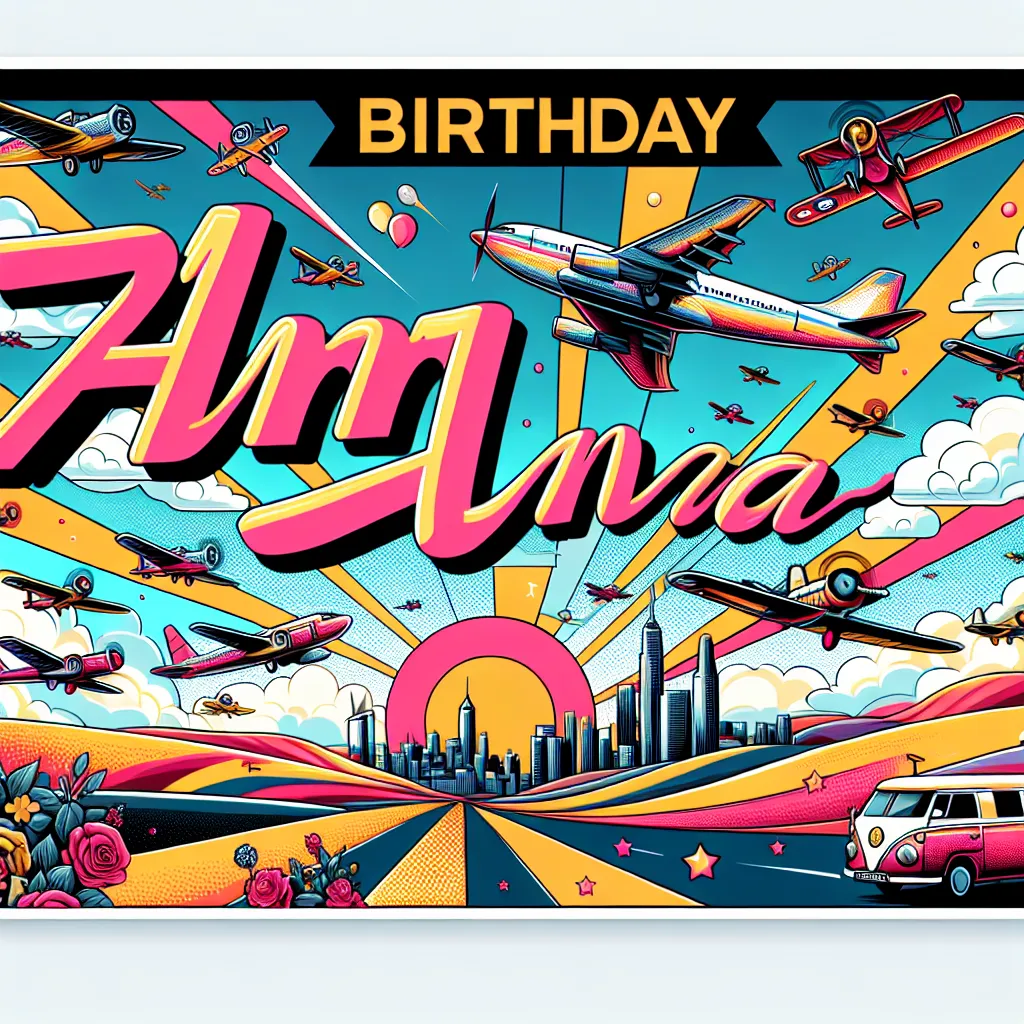 Happy 91st Birthday Amanda with Airplanes Pop Art Style