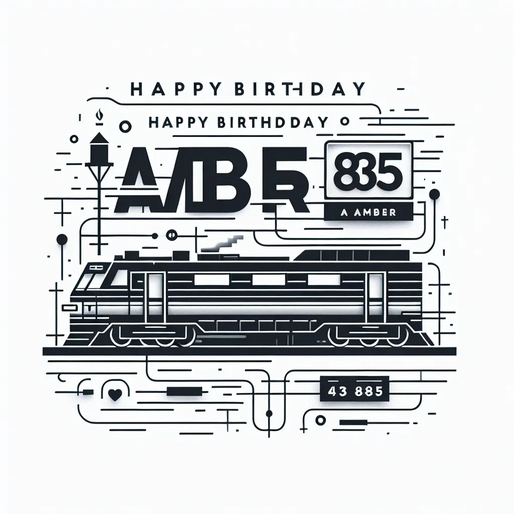 Happy 85th Birthday Amber with Train Modern Minimalist Style