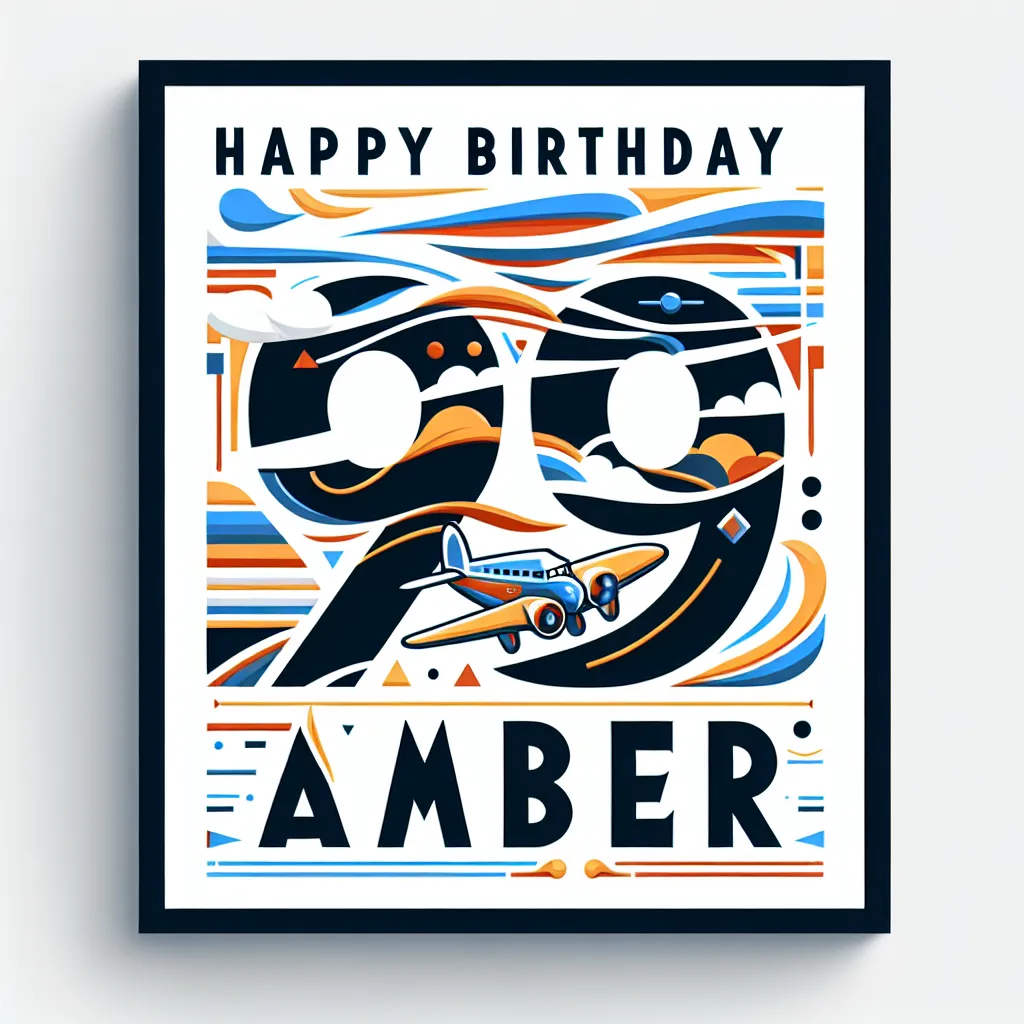 Happy 99th Birthday Amber with Airplanes Abstract Art Style