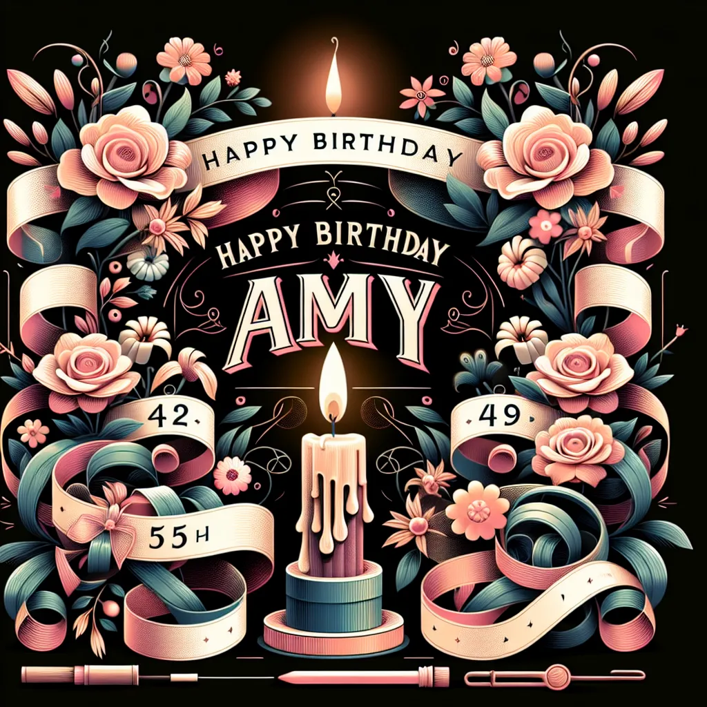 Happy 54th Birthday Amy with Candle Nature Floral Style