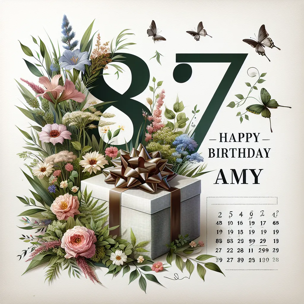 Happy 87th Birthday Amy with Gift Nature Floral Style