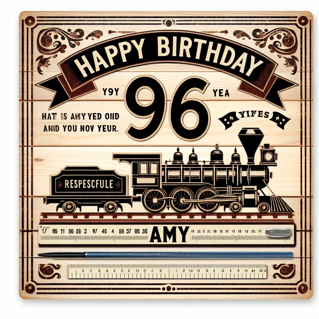 Happy 96th Birthday Amy with Train Handcrafted DIY Style