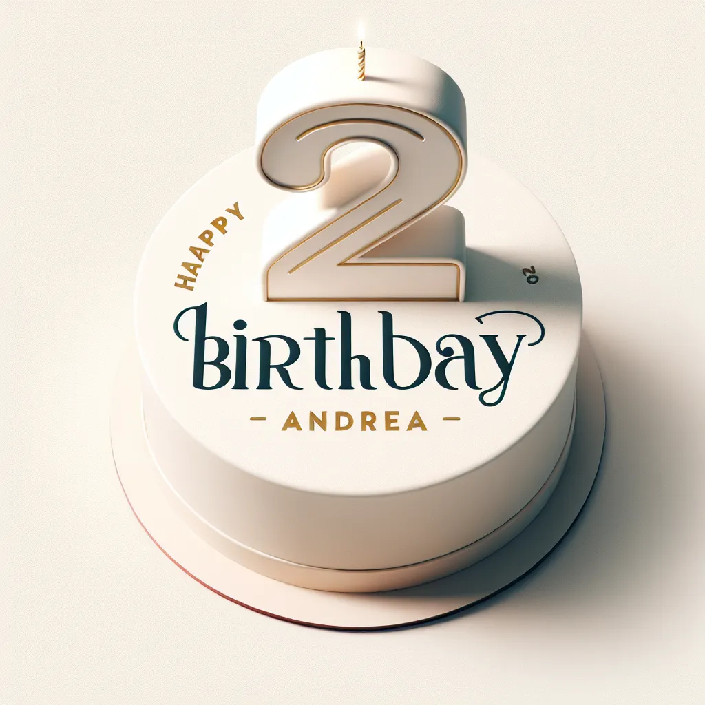 Happy 2nd Birthday Andrea with Cake Modern Minimalist Style