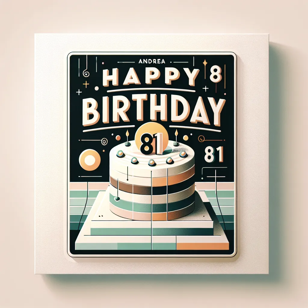 Happy 81st Birthday Andrea with Cake Modern Minimalist Style