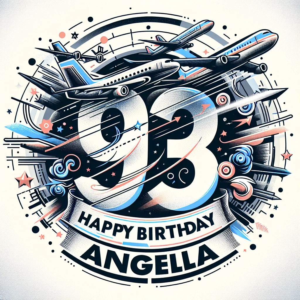Happy 93rd Birthday Angela with Airplanes Abstract Art Style