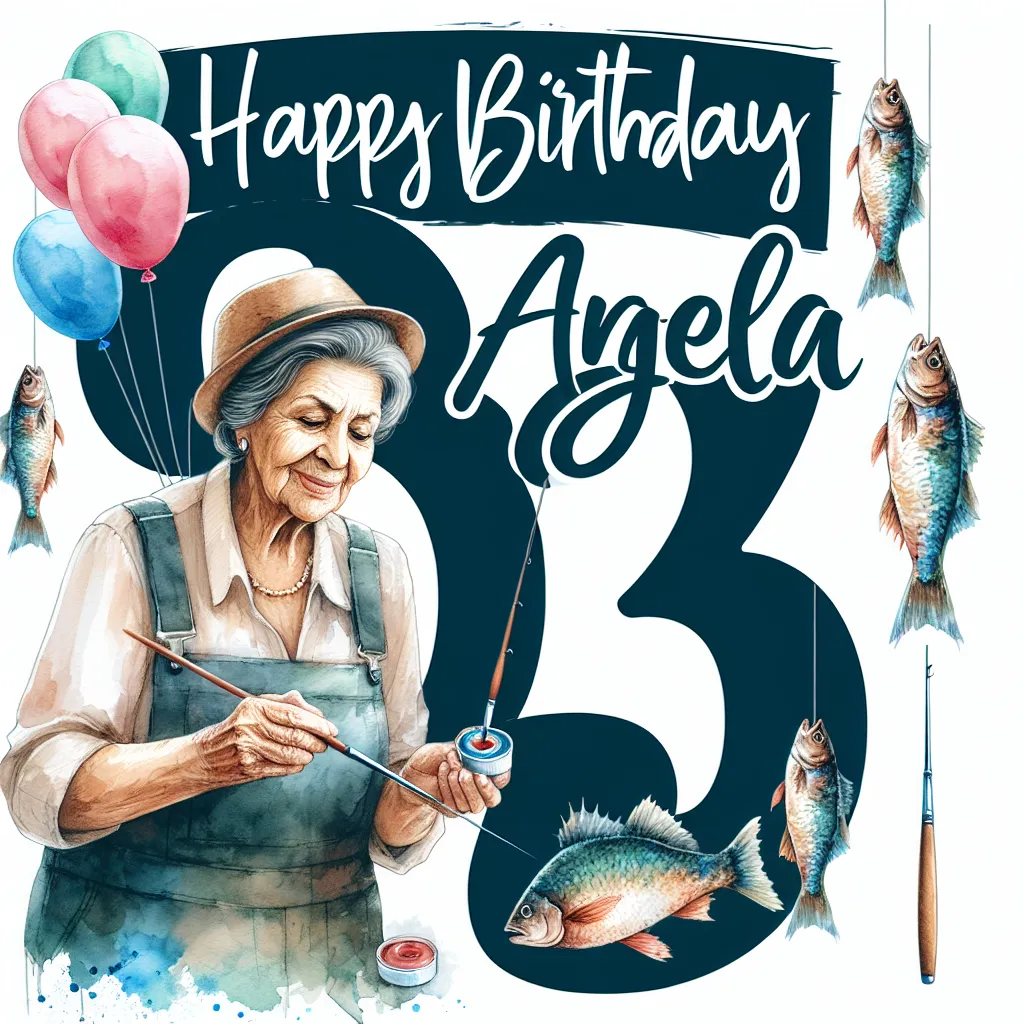 Happy 93rd Birthday Angela with Fisherman Watercolor Style