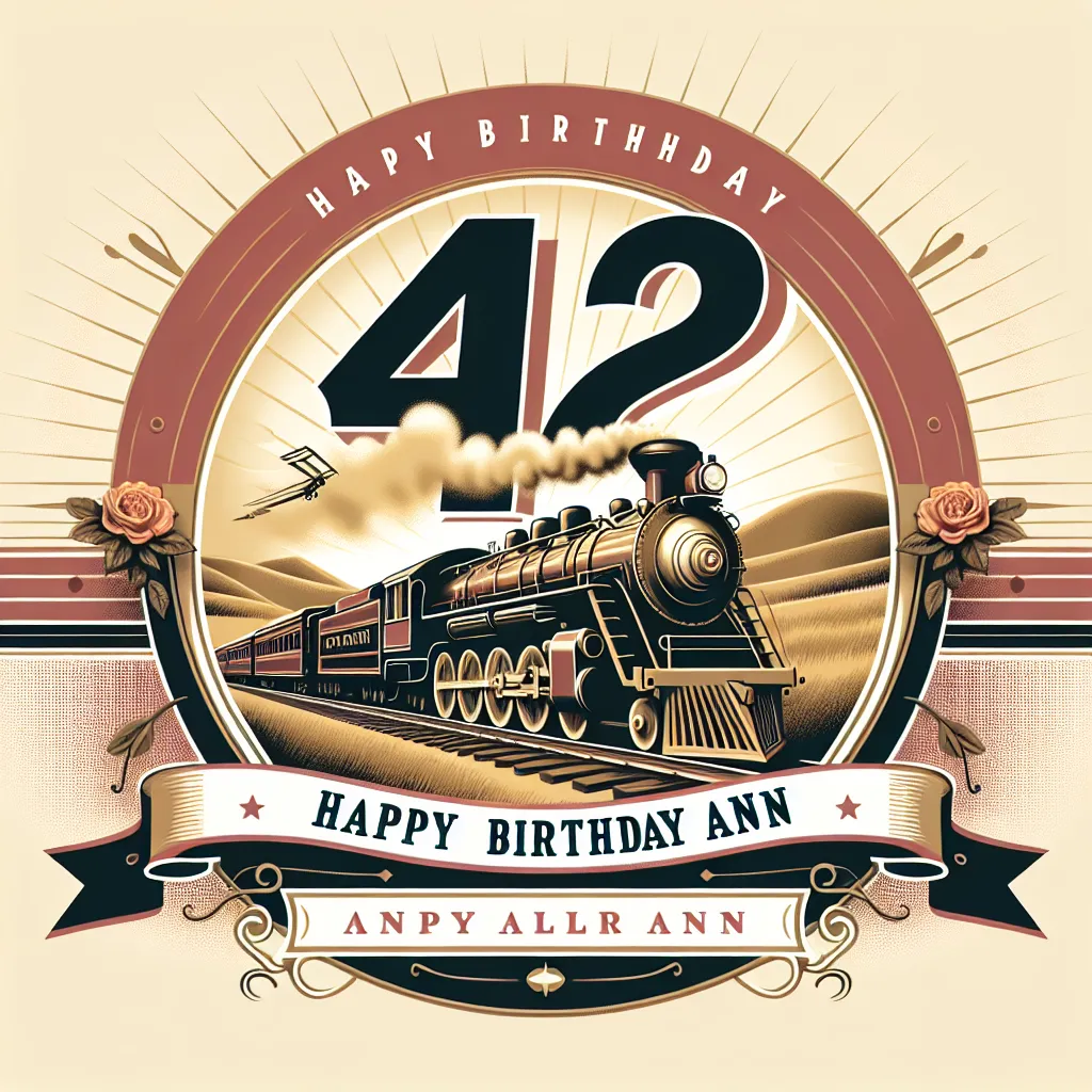 Happy 42nd Birthday Ann with Train Elegant Classic Style