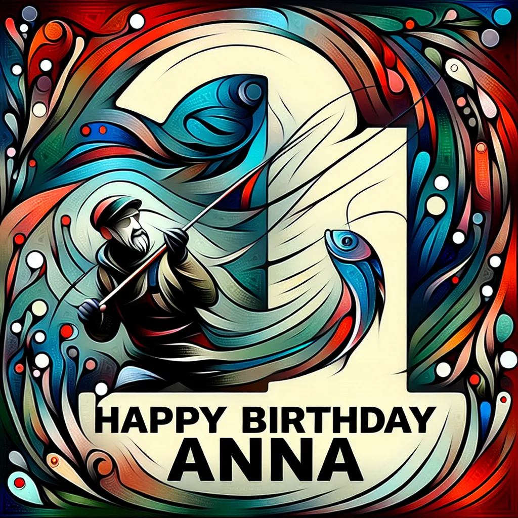 Happy 11th Birthday Anna with Fisherman Abstract Art Style