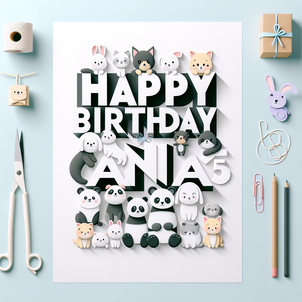 Happy 95th Birthday Anna with Cute Animals Modern Minimalist Style