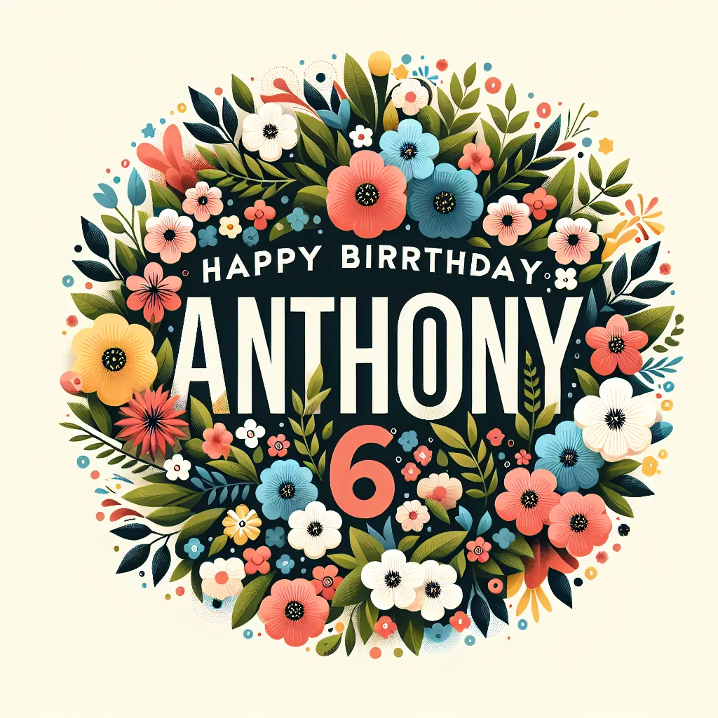 Happy 6th Birthday Anthony with Flowers Nature Floral Style