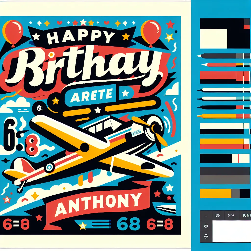 Happy 68th Birthday Anthony with Airplanes Pop Art Style