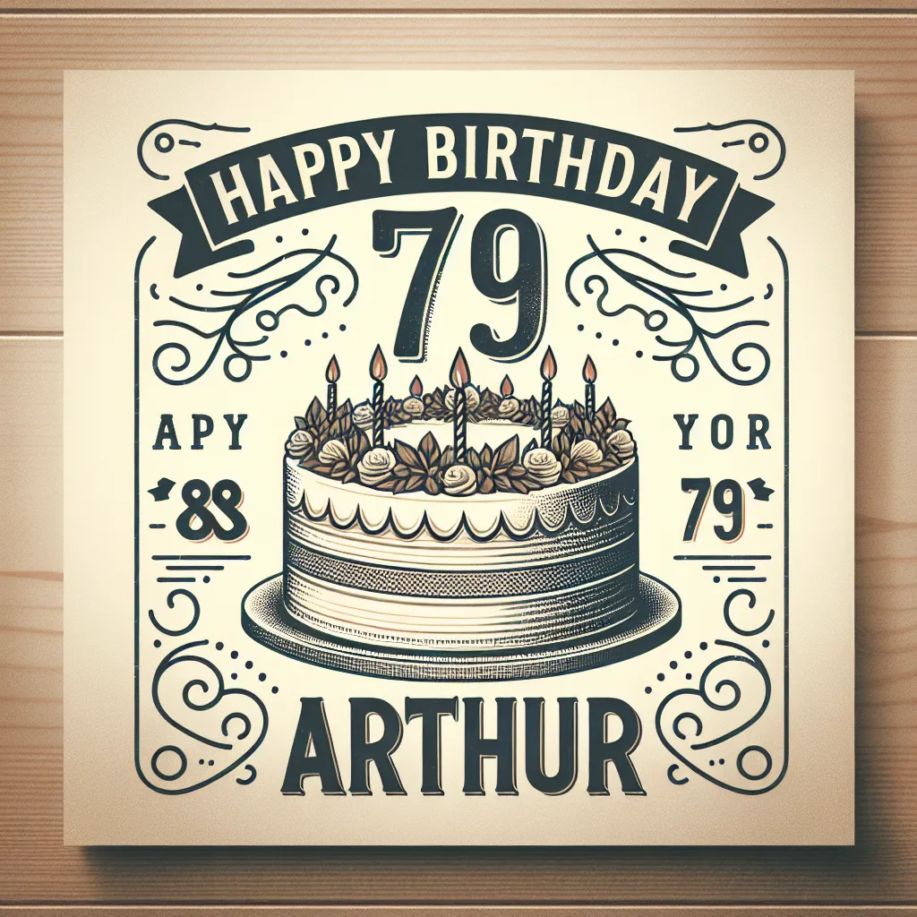 Happy 79th Birthday Arthur with Cake Vintage Nostalgic Style