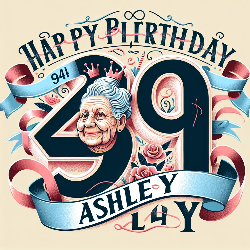 Happy 94th Birthday Ashley with Ribbon Humorous Funny Style