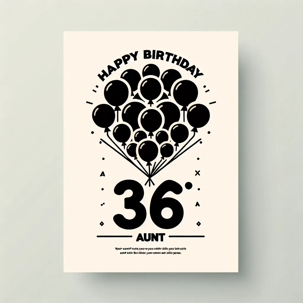 Happy 36th Birthday Aunt with Balloon Modern Minimalist Style