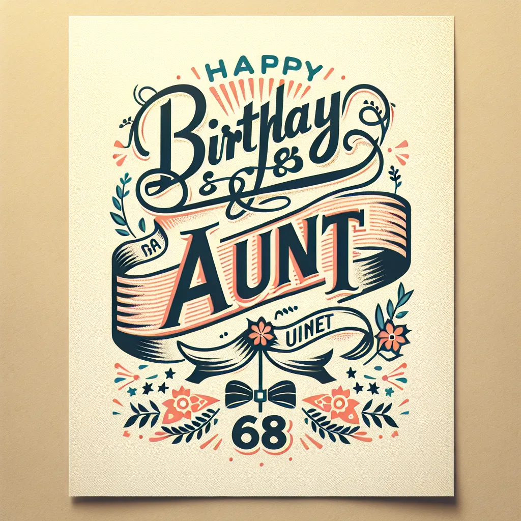 Happy 68th Birthday Aunt with Ribbon Handcrafted DIY Style