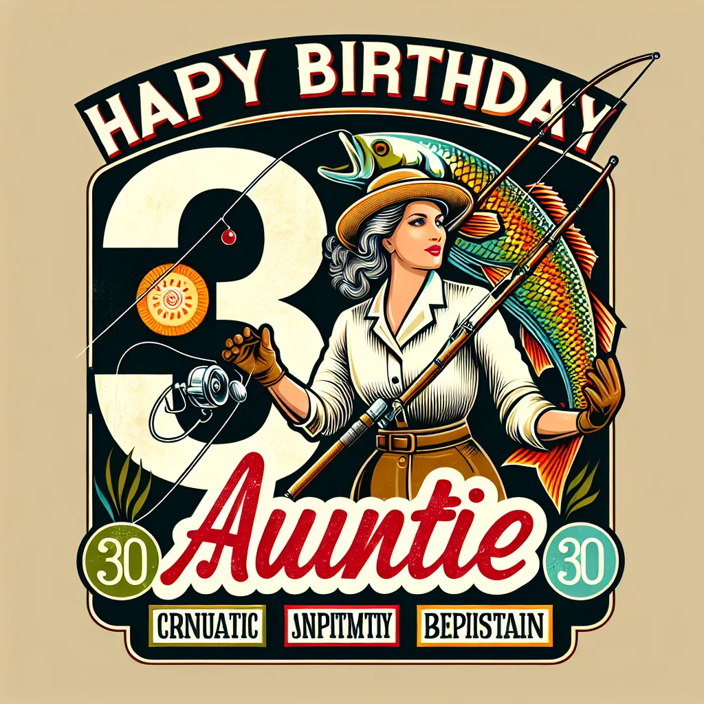 Happy 30th Birthday Auntie with Fisherman Vintage Nostalgic Style