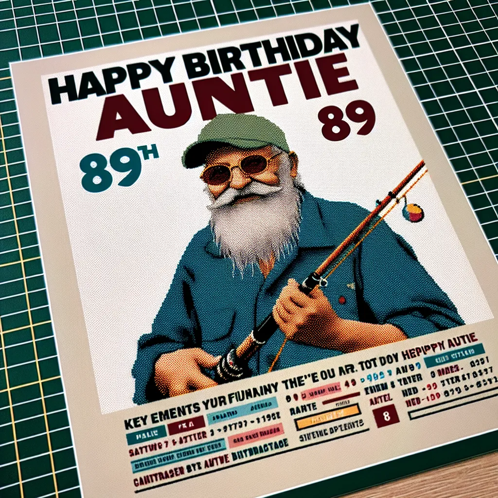 Happy 89th Birthday Auntie with Fisherman Humorous Funny Style