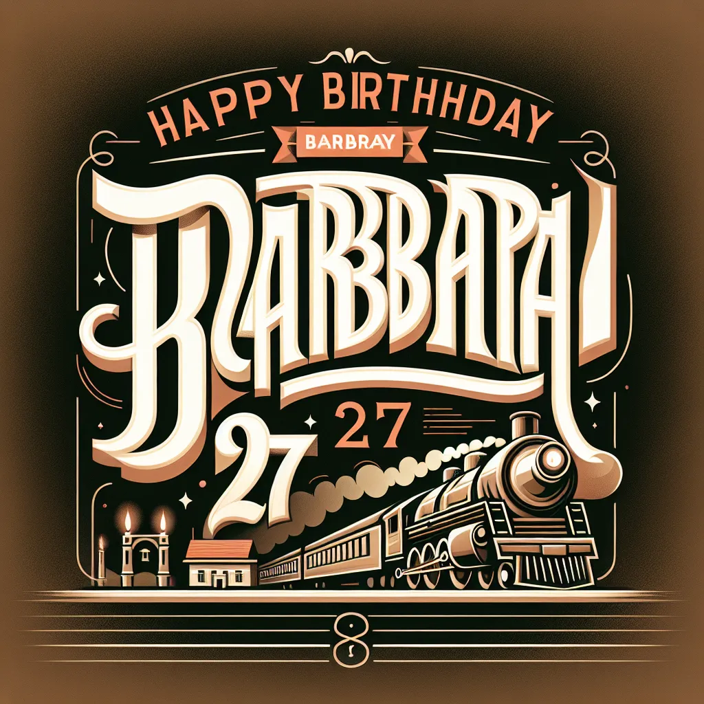 Happy 27th Birthday Barbara with Train Elegant Classic Style