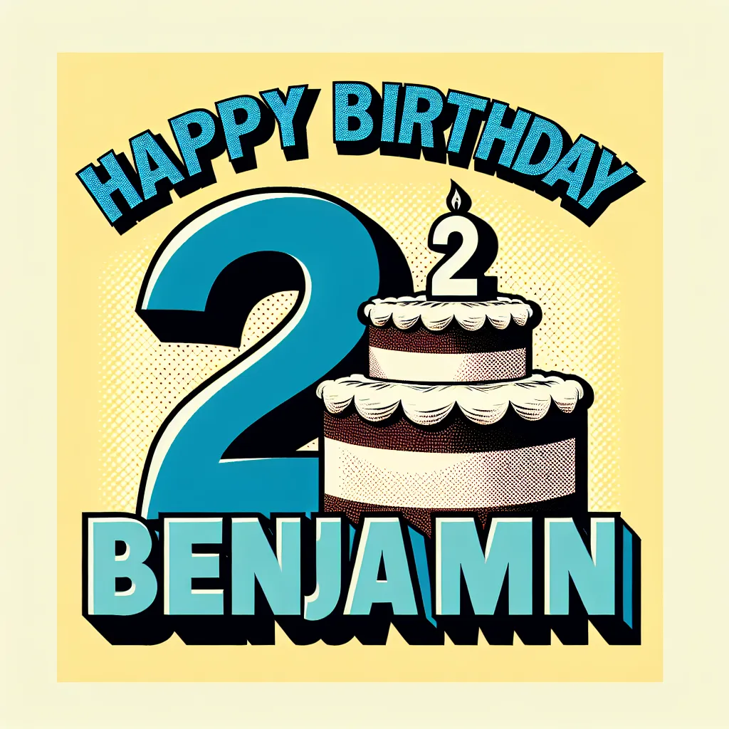 Happy 2nd Birthday Benjamin with Cake Pop Art Style