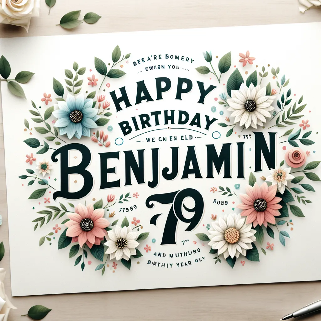 Happy 79th Birthday Benjamin with Flowers Nature Floral Style