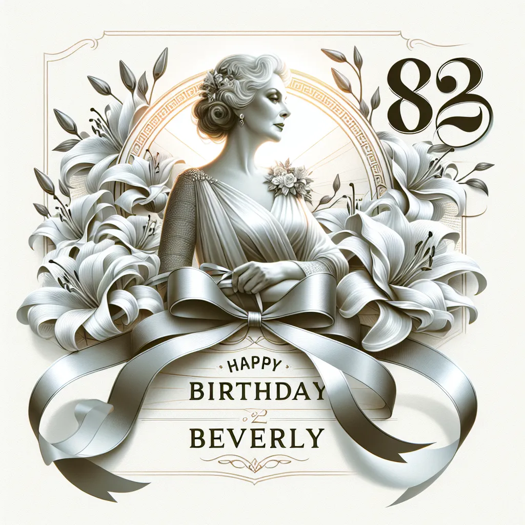 Happy 82nd Birthday Beverly with Ribbon Elegant Classic Style
