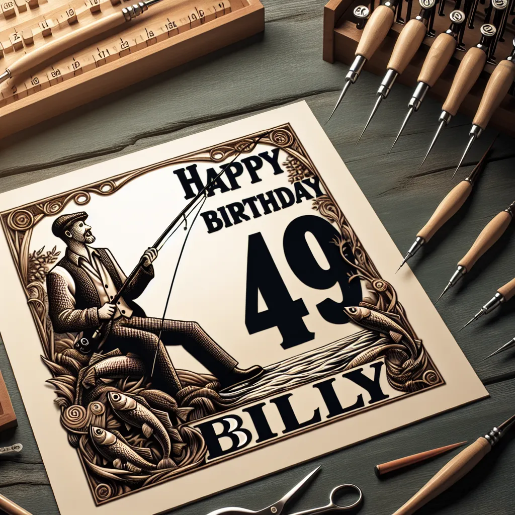Happy 49th Birthday Billy with Fisherman Elegant Classic Style