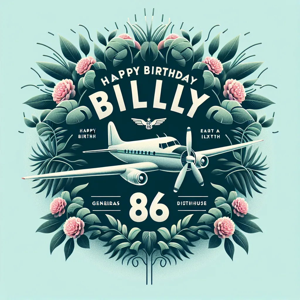 Happy 86th Birthday Billy with Airplanes Nature Floral Style