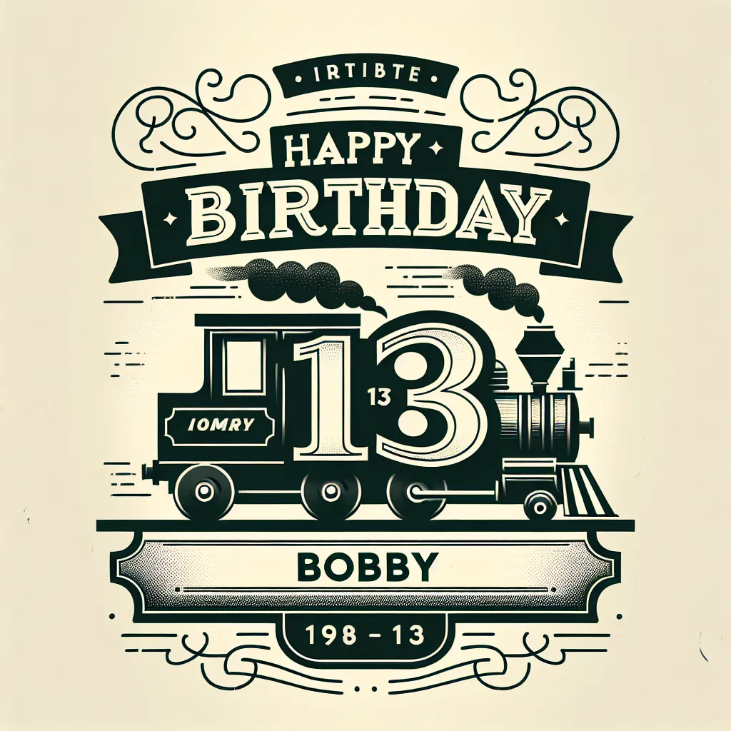 Happy 13th Birthday Bobby with Train Elegant Classic Style