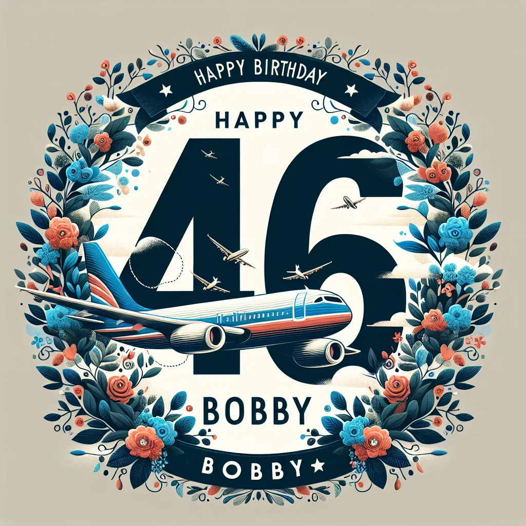 Happy 46th Birthday Bobby with Airplanes Nature Floral Style