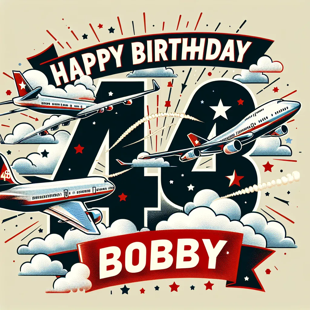 Happy 48th Birthday Bobby with Airplanes Humorous Funny Style