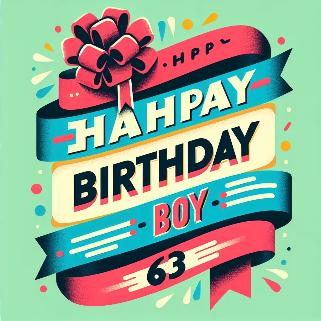 Happy 63rd Birthday Boy with Ribbon Humorous Funny Style