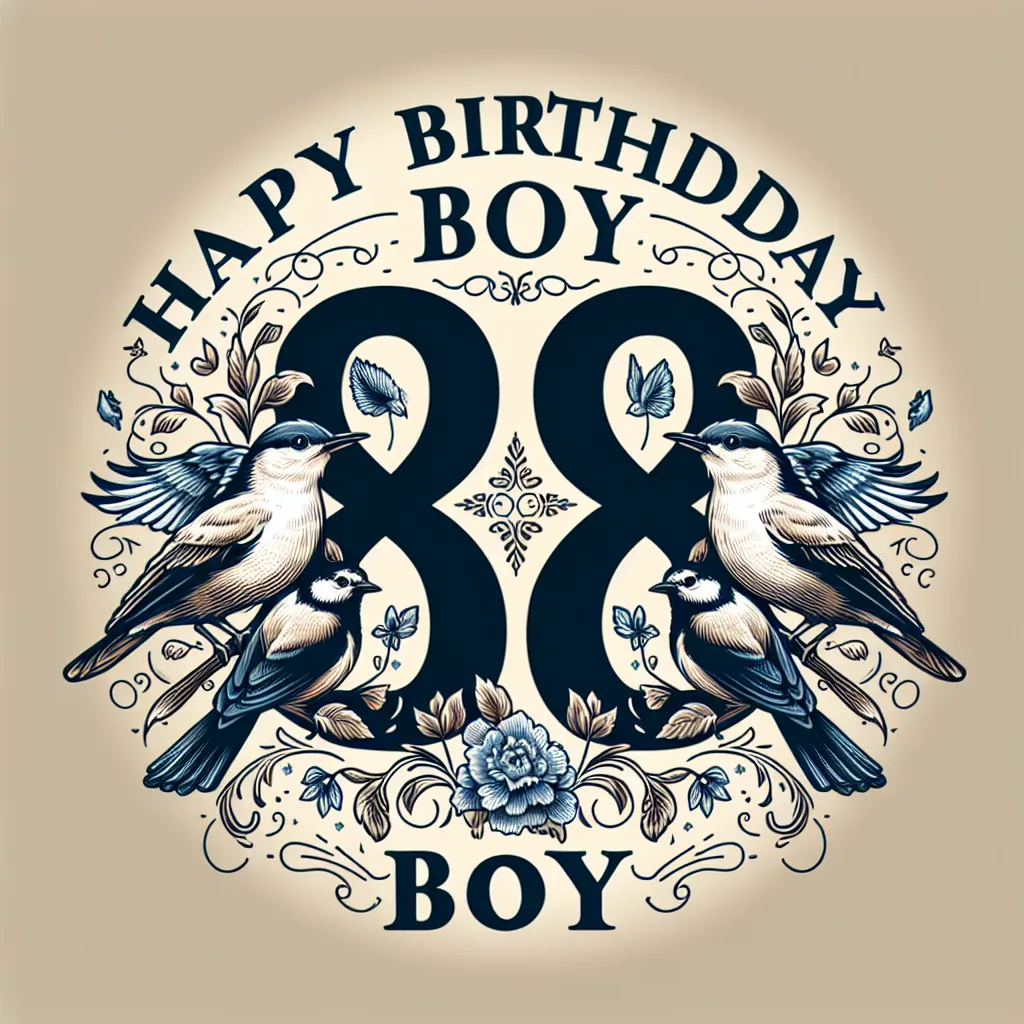 Happy 88th Birthday Boy with Birds Elegant Classic Style