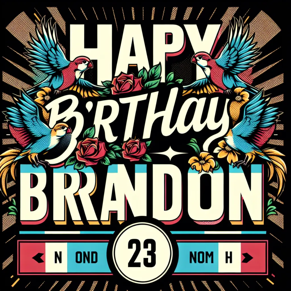 Happy 23rd Birthday Brandon with Birds Pop Art Style