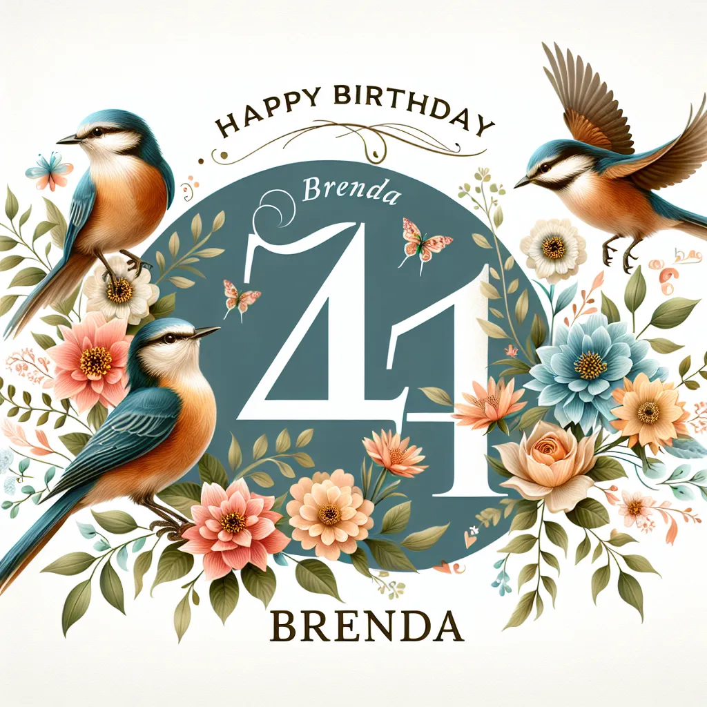 Happy 74th Birthday Brenda with Birds Nature Floral Style