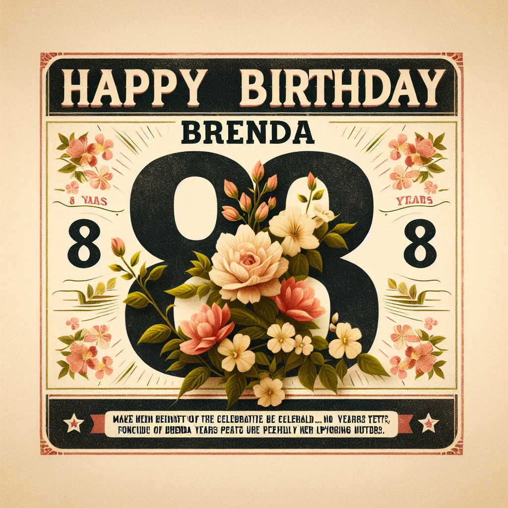 Happy 88th Birthday Brenda with Flowers Vintage Nostalgic Style